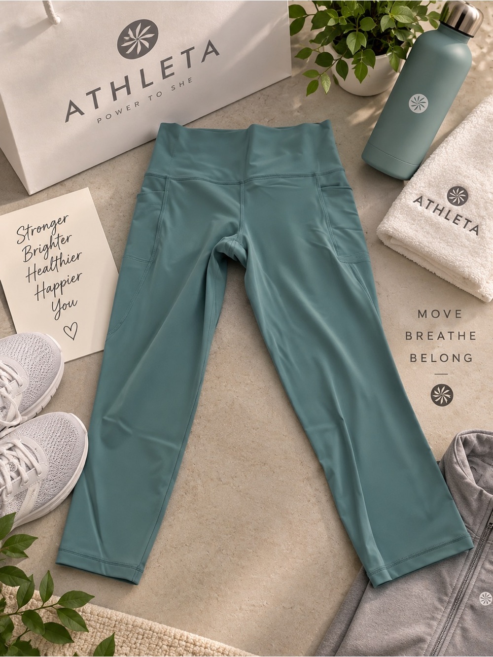 Athleta Women’s Teal High-Rise Capri Leggings